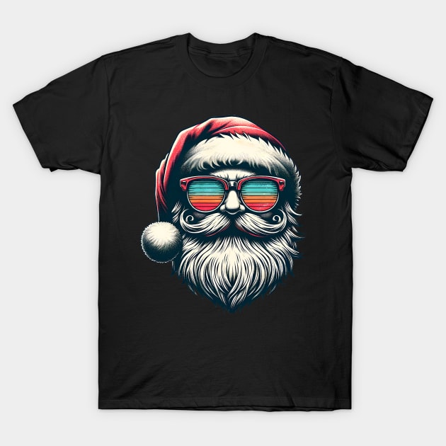 Santa Face Vintage Sunglasses Christmas Xmas Men Women Kids T-Shirt by everetto